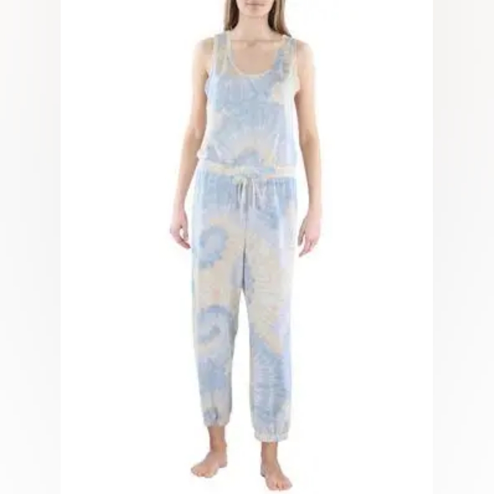 NWOT Anthropologie Maronie Knit Tie Dye Sleeveless Jumpsuit M Floral Tapered